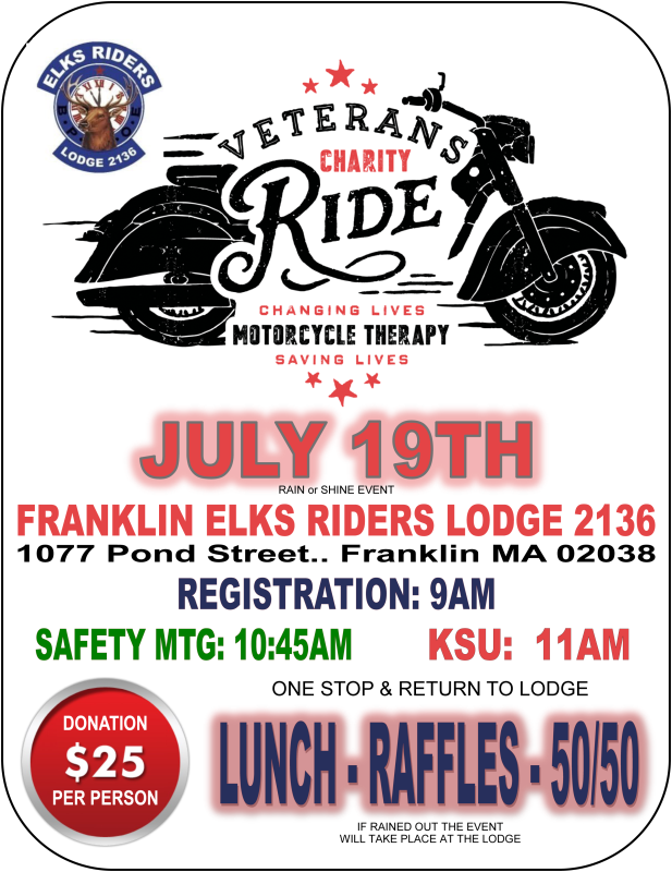 Franklin Elks Veterans Bike Run July 19th | Franklin Elks Lodge 2136