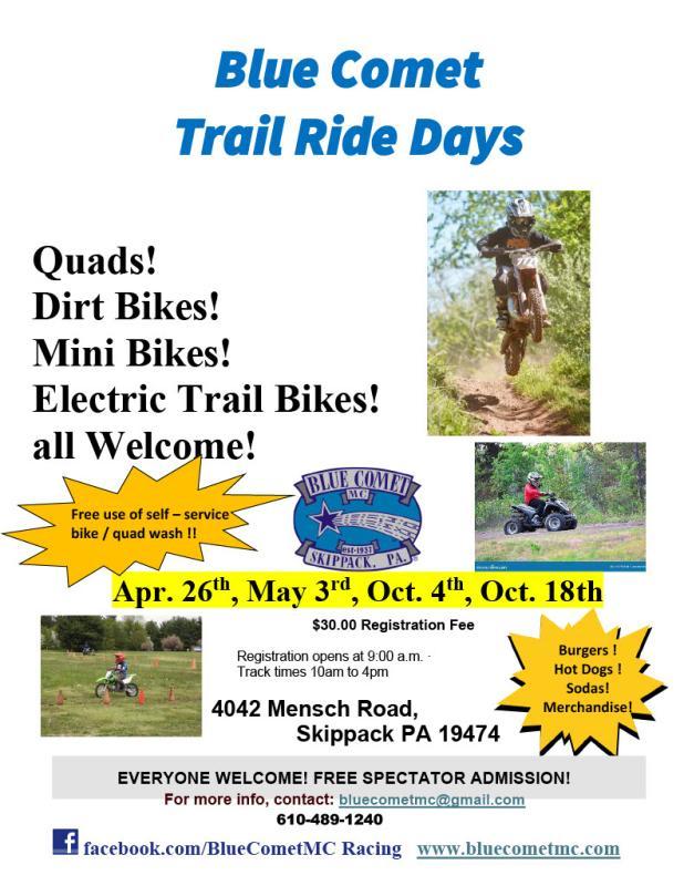Blue Comet April Trail Days | Blue Comet Motorcycle Club 1 Blue Comet April Trail Days | Blue Comet Motorcycle Club