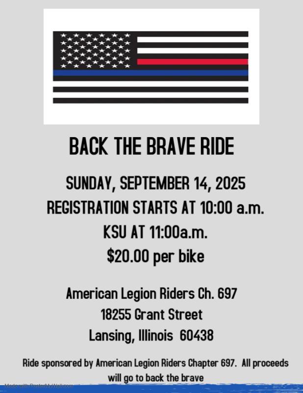 Back the Brave Ride | American Legion Post 697 Lansing 1 Back the Brave Ride | American Legion Post 697 Lansing