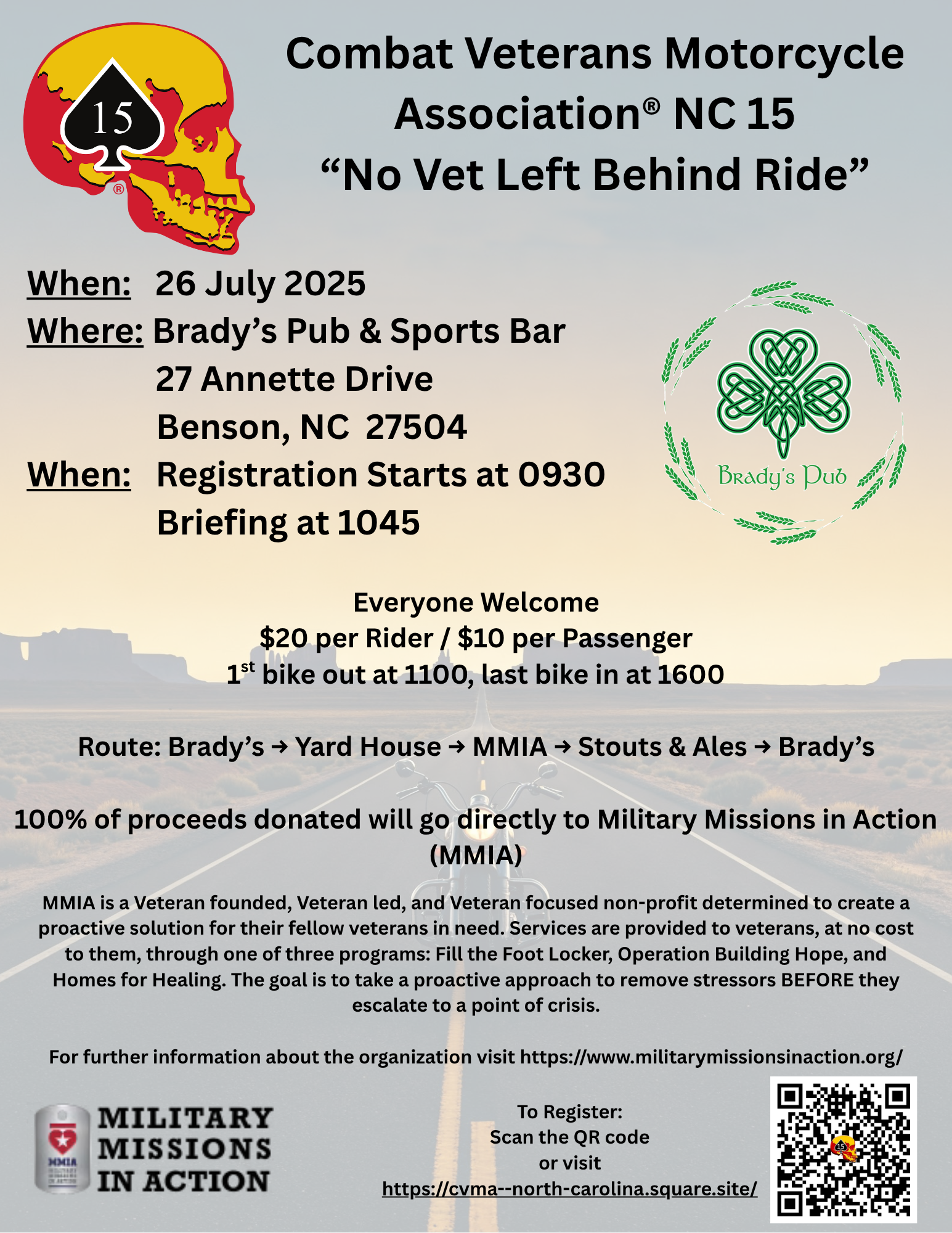 CVMA NC - No Vet Left Behind | Brady's Pub & Sports Bar 1 CVMA NC – No Vet Left Behind | Brady’s Pub & Sports Bar