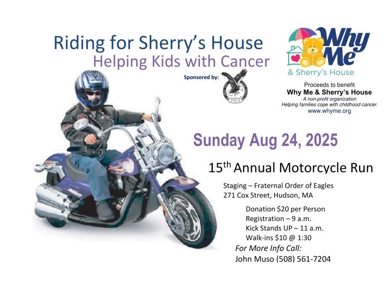 15th Annual Ride for Why Me-Sherry's House | Fraternal Order of the Hudson Eagles Aerie 643 1 15th Annual Ride for Why Me-Sherry’s House | Fraternal Order of the Hudson Eagles Aerie 643