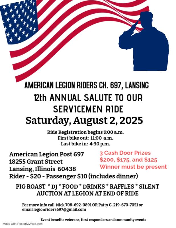 12th Annual Salute to Our Servicemen Ride | American Legion Post 697 Lansing