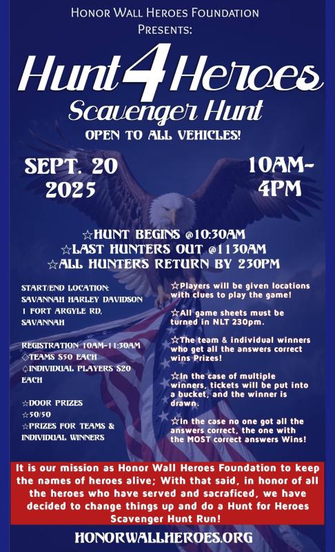 Hunt For Heroes – Motorcycle Scavenger Hunt | Savannah Harley-Davidson