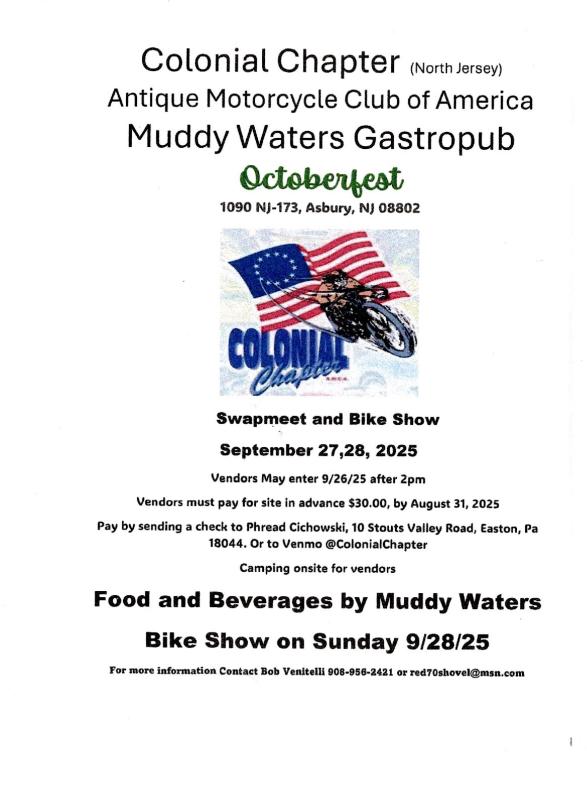 Colonial Chapter AMCA Regional Show and Swapmeet | Muddy Waters Gasropub 1 Colonial Chapter AMCA Regional Show and Swapmeet | Muddy Waters Gasropub