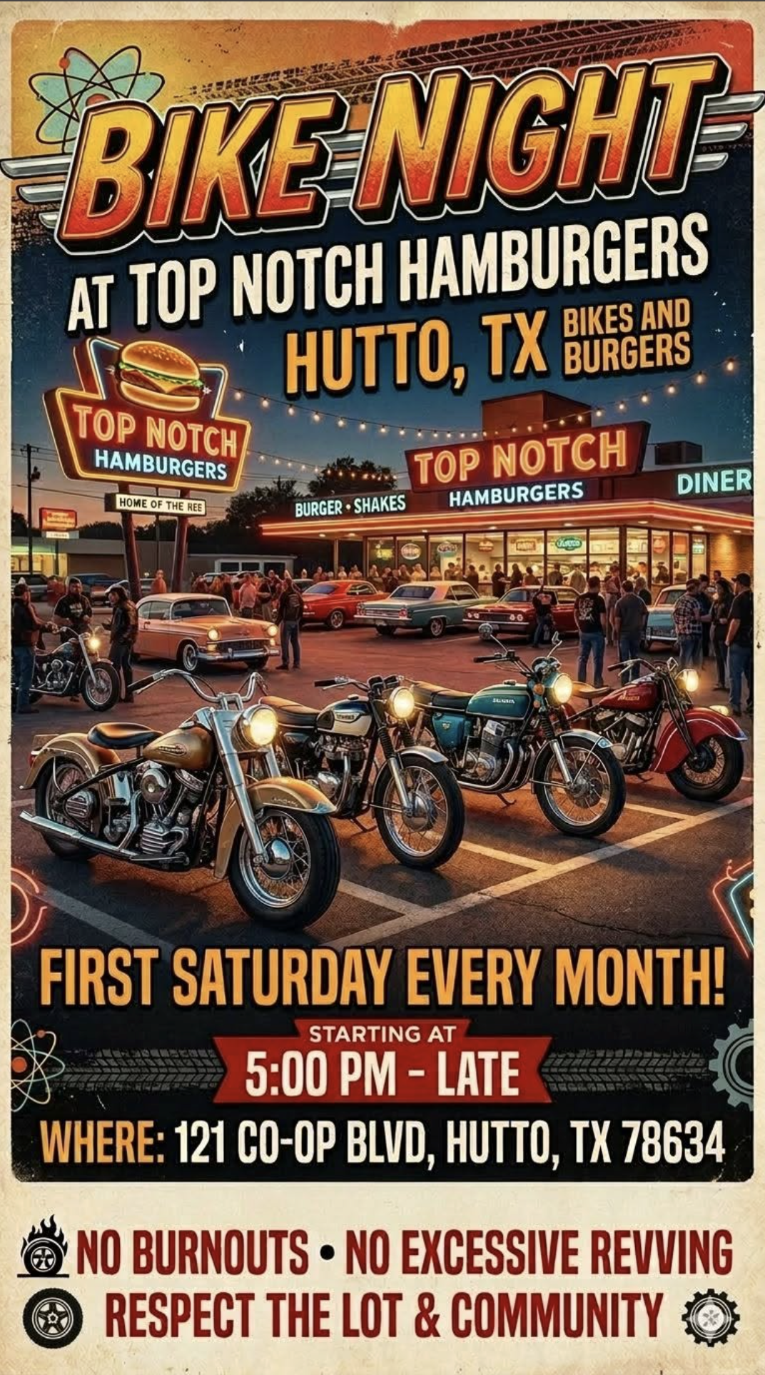 Bike Night At Top Notch Hamburgers - Bikes and Burgers 1 Bike Night At Top Notch Hamburgers – Bikes and Burgers