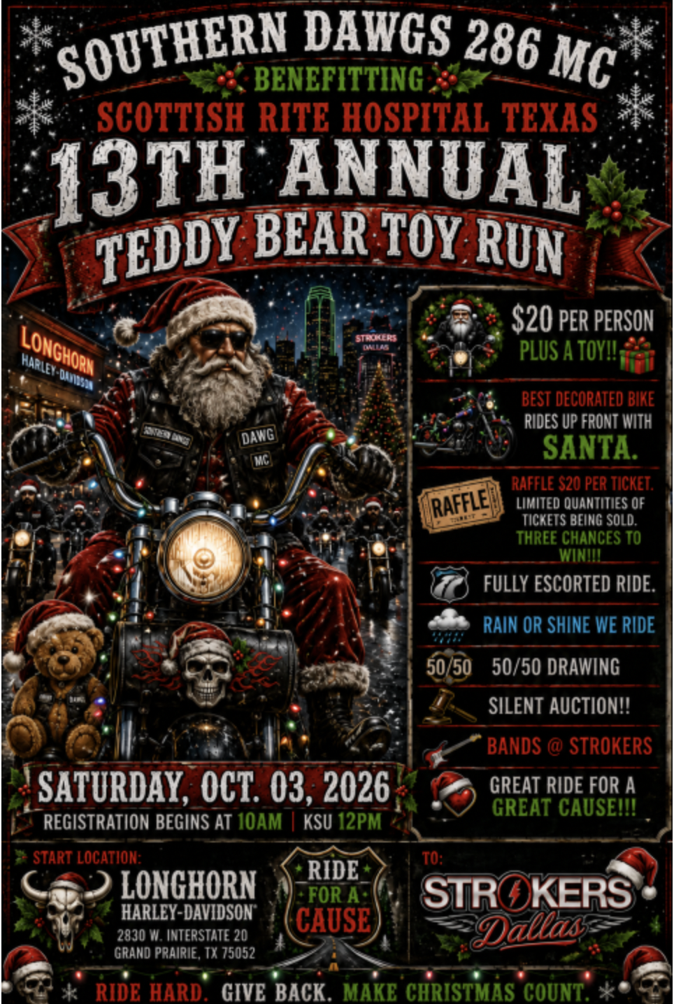 Scottish Rite Hospital Texas 13th Annual Teddy Bear Toy Run 1 Scottish Rite Hospital Texas 13th Annual Teddy Bear Toy Run