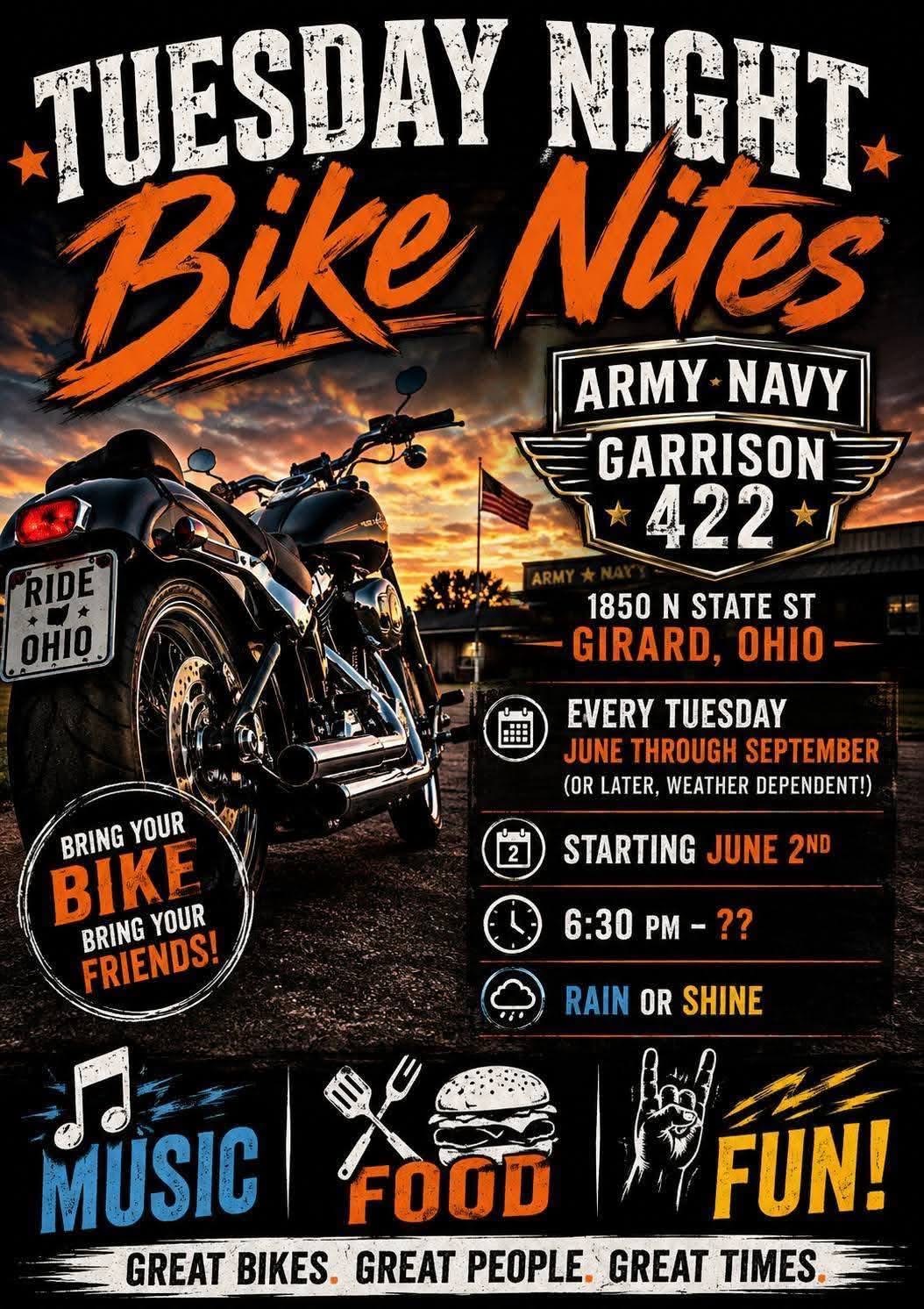Tuesday Night Bike Nites at Army - Navy Garrison 442 1 Tuesday Night Bike Nites at Army – Navy Garrison 442