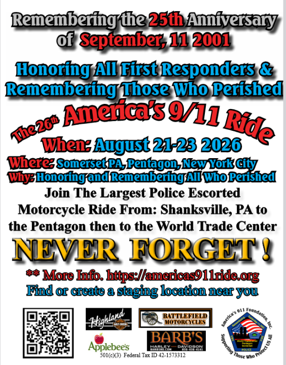 25th Anniversary 9/11 Ride - Fully Police Escorted 3 25th Anniversary 9/11 Ride – Fully Police Escorted