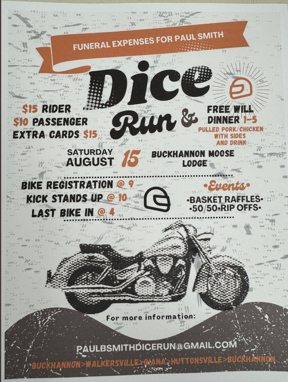 Dice & Run @ Buckhannon Moose Lodge for Paul Smith 1 Dice & Run @ Buckhannon Moose Lodge for Paul Smith