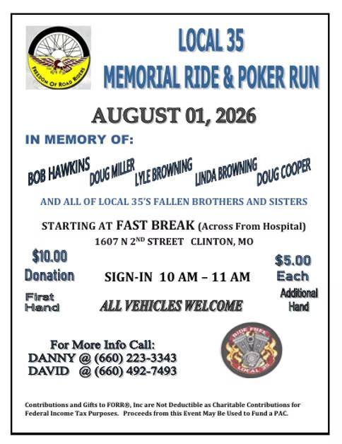 Memorial Ride & Poker Run 3 Memorial Ride & Poker Run